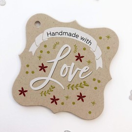 24ct, 2.5" Christmas Handmade with Love Hang Tags for Holidays (FS-093-3-KR)
