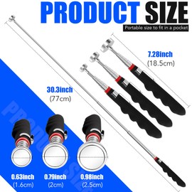 VSKIZ 3PCS Telescoping Magnetic Pick Up Tool Extendable up to 31", 30lb 40lb 80lb Telescopic Magnet Stick with Extra Strong Magnet for Men, Husband, Birthday, Father's Day, Christmas