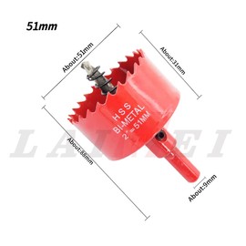 Hole Saw Drill Bit LAIWEI HSS Hole Cutter with Arbor for Wood,PVC Board and Plasterboard(2"(51mm Hole Saw))