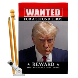 Trump Mugshot Flag Gift Outdoor Decor Wanted Reward Poster Making America Great Again 2024 President Banner Wall Poles For Outside House Patio Garden Stand Tapestry Yard Sign Gifts For Him Made In USA