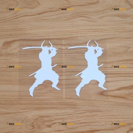Japanese Samurai Japan Katana Bushido Sticker Decal Vinyl - 2 Pack White 4" - for Car Boat Laptop Cup No Background Die-Cut 0213a5