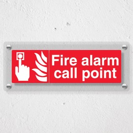V Safety Fire Alarm Call Point - Landscape - 300 x 100 mm - Acrylic Perspex Cast Clear Safety Sign