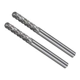 CoCud Tungsten Carbide Rotary Burrs File, 3mm Shank 3mm Dia, Double Cut Cylinder Shape Rotary Burrs Tool - (Applications: for Metal Carving), 2-Pieces