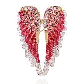 Brooch Pins for Women Men Fashion Angel Wings Large Brooch Lapel Pin Scarf Buckle Pin Crystal Brooch Wedding Prom Dresses Clothing Accessories Jewelry (Red)