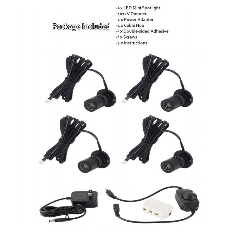 KONPWAY Dimmable 12V LED Mini Spotlights for Display - 1.5W