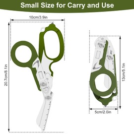 Lemasa 6 in 1 heavy-duty/trauma shears, Folding Retractable Emergency Shears, Outdoor Camping Tools, Seat Belt Cutter, Oxygen Cylinder Wrench, Complimentary Adjustable Wrench (army green)