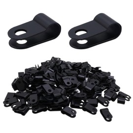 Antrader 1/5 Inch Rope Light Clips with Stainless Steel Screws,200Pcs Nylon Screw Mounting Cord Fastener Clips for 1/5 Inch Diameter Wire Management,Black