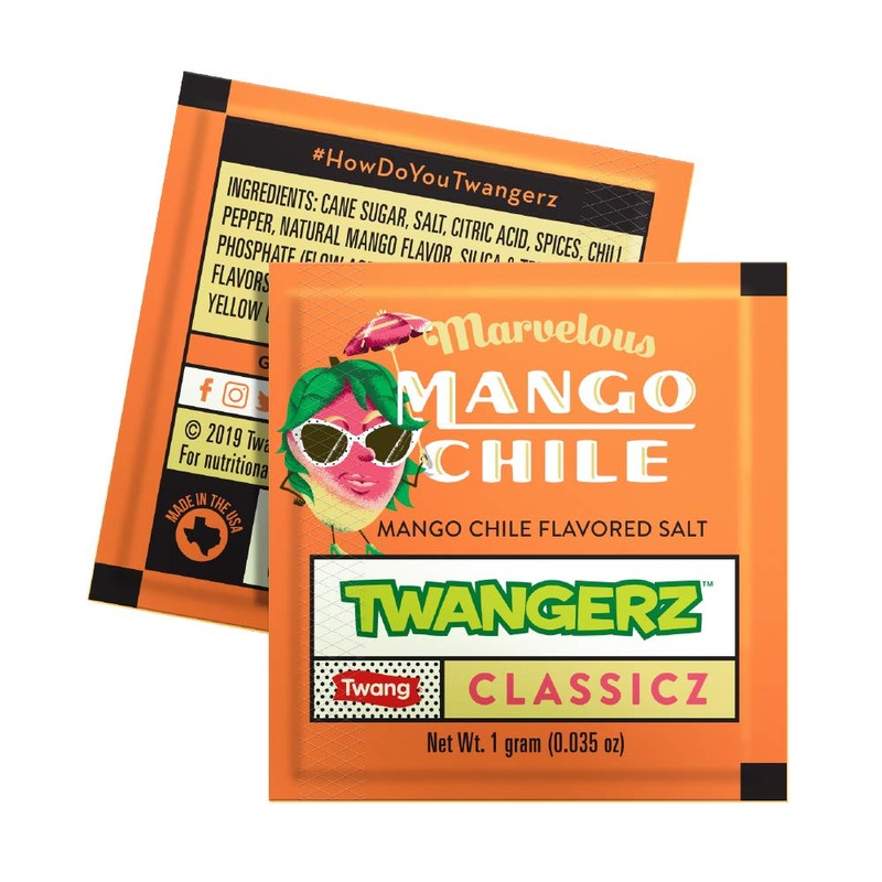 Twangerz Snack Topping, Mango Chile, 1 Gram Packets (Pack of
