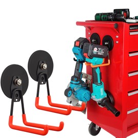 ULIBERMAGNET Magnetic Hooks,Heavy Duty Magnet Hooks,Large Manget with Hooks for Hose,Jig Saw,Circular Saw,Workshop Organization,2 Pack Tool Hooks for Hammer Drill,Garden Tool(3.46inch/Orange)