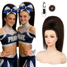 Cheer Ponytail Hair Piece, 100% Super Protein Fiber Straight Cheerleader Hairpiece Lightweight Silky Smooth Fluffy 18" Ponytail Extension for Cheerleader Competition, Dance Espresso Dark Brown