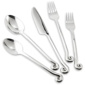 Kelenfer 18/10 Stainless Steel Flatware, Silverware Set Combo with Musical Note Tail Design, Dishwasher Safe, 20-Piece Cutlery Service for 4, Daily Use & Dinner Party