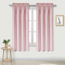 DWCN Blackout Curtains – Thermal Insulated, Energy Saving & Noise Reducing Bedroom and Living Room Curtains, Blush Pink, W 42x L 63 Inch, Set of 2 Rod Pocket Curtain Panels