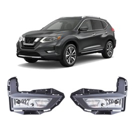 CONCEPT AUTOMOTIVE LIGHTS Compatible With 2017 2018 Nissan Rogue S, SL, SV Fog Lights Lamps w/Bezels &Assembly Set Left & Right Side
