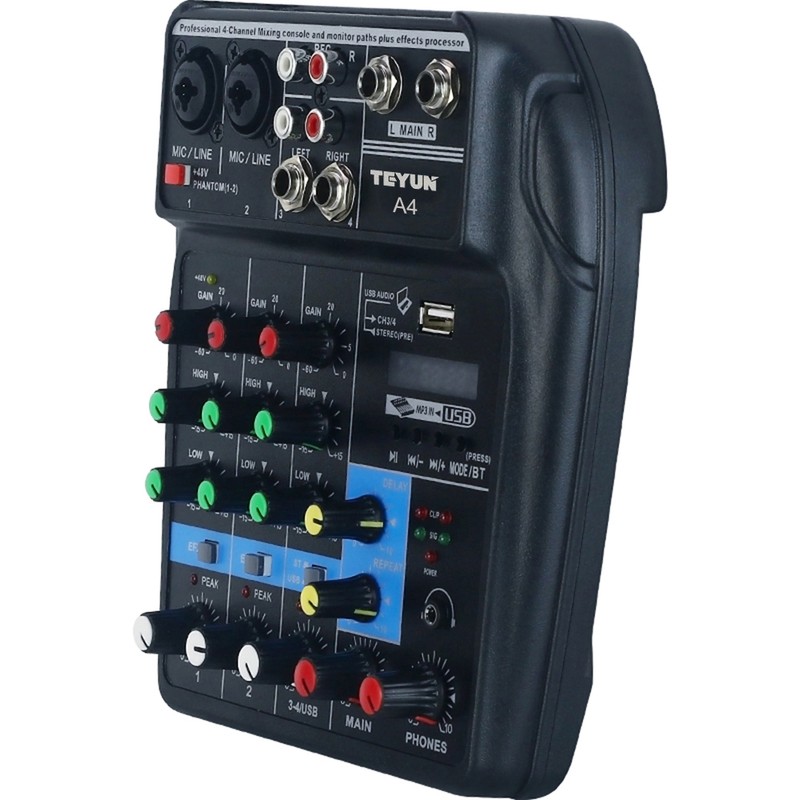 Portable 4-Channel BT Sound Mixing Console Digital Audio Mixer Built-in