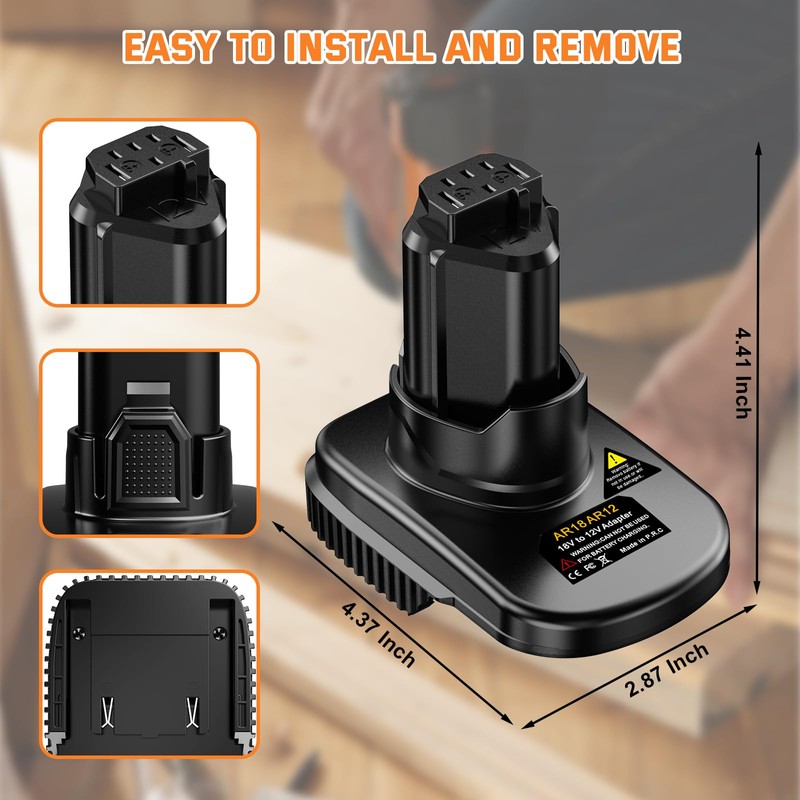 NUOGEDZ for Ridgid 18v to 12v Battery Adapter, for Rid
