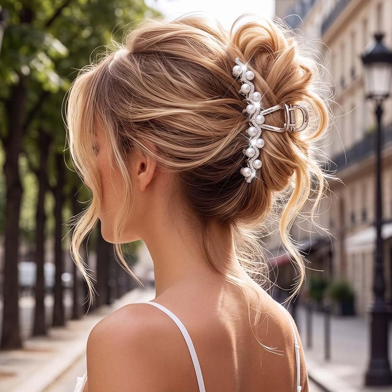 Pearl Claw Clips Fancy Hair Clips Silver Hair Accessories for