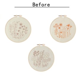 Cross Stitch Kits for Beginners, 3 Cross Stitch Kits for Adults, Includes Craft Stamps with Cute Botanical and Floral Patterns, Comes with Embroidery Hoops, Colored Thread and Needle (Flower)