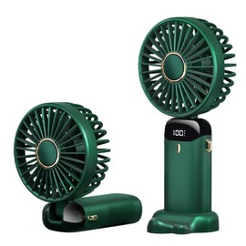 BCRTO Portable Handheld Fan Battery Operated with Base, 8 Hours, Digital Display, 5 Speeds, 90° Ajustable, Rechargeable Mini Fan for Outdoor Indoor