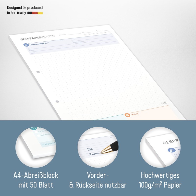 Häfft Call Notes Pad A4, 50 Sheets - Notepad for