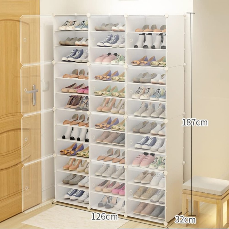 AngelcityCC Shoe Rack Organizer, 3 x 12-Tiers Stackable 72 Pairs