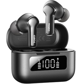 TOZO Auriculares inalámbricos híbridos con cancelación activa de ruido con 6 micrófonos AI Clear Call Ear Buds 68H Playtime con pantalla LED, 32 ecual