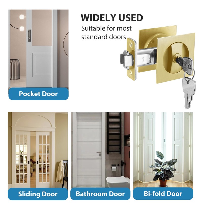 Cozy Tower Pocket Door Lock with Key, Pocket Door Hardware