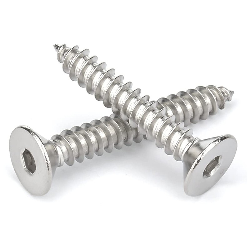 ANSIEDIO Self tapping Screws Stainless Steel Screws Hex Socket Flat