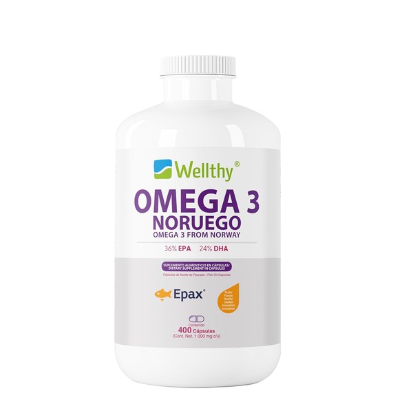 Wellthy Omega 3 Noruego Epax® 400 Cápsulas. El aceite de