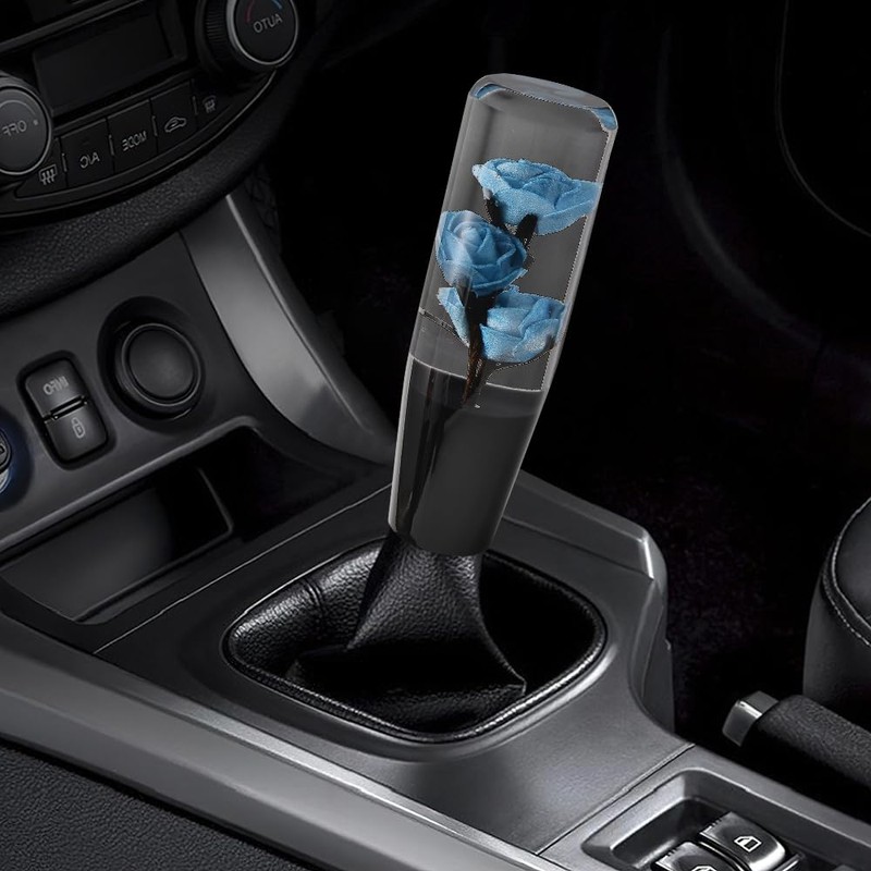 Blueshyhall Blue Flower Crystal Shift Knob, Gear Stick Shifter Lever