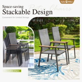Sophia & William Patio Dining Chairs Aluminium Lightweight Textilene Outdoor Dining Chairs Stackable 2 Pieces Patio Chairs for Lawn Garden Backyard Pool
