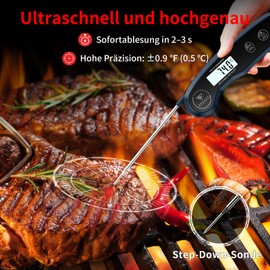 DOQAUS Meat Thermometer Accuracy ±0.5°C, 3s Reading, Roasting Thermometer, Grill Thermometer, Cooking and LCD Screen, for Roasting, Cooking, Navy Blue