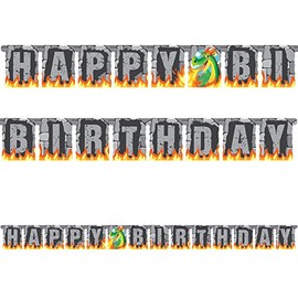 Creative Converting Dragon Happy Birthday Jointed Banner Party Supplies, Multicolor