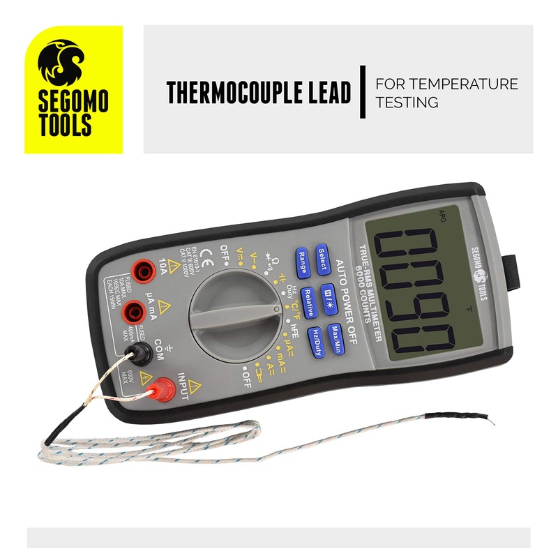 Segomo Tools TRMS 6000 Count Multimeter - Voltage, Current, Resistance,