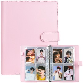 Carpeta para tarjetas fotográficas A5 con 25 piezas interiores de 6 anillos, piel sintético K-Pop coreano para tarjetas fotográficas con 4 álbumes de 