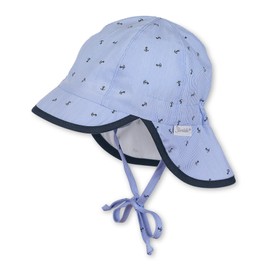 Sterntaler Boy's Peaked Hat with Ties, Neck Protection and Anchor Design - 43