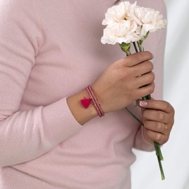 Boho Tassel Stackable Wrap Bracelet Handcrafted By Women Artisans Glass Beads from India Fair Trade Jewelry Gift For Women (Fuchsia)