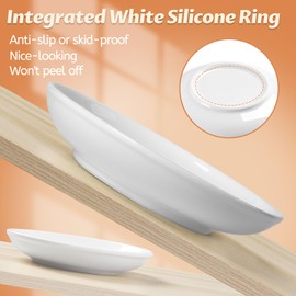 Kitwinney Cat Bowls, Ceramic Cat Food Bowl Set with Silicone Ring for Non Slip, Cute Cats Dishes and Plates for Feeding Indoor Cats, Kitten, Small Dogs (White-4 Pack, 6 Inches)