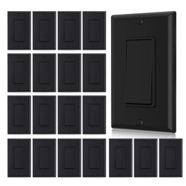 AIDA 4 Way Switch Decorative Light Switch, 15Amp, 120/277 Volt, AC Decorator Rocker Switch, Wall Plate Included, Self-Grounding, Residential and Commercial Grade, UL Listed (20 Pack, Glossy Black)