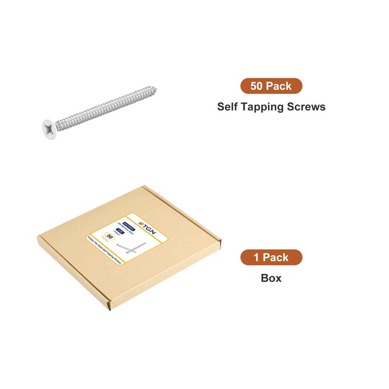 DTGN 50Pcs #10x3 Flat Head Wood Screws, 304 Stainless Steel