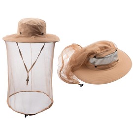 ZffXH Mosquito Head Net Hat Midge Hat Fly Net Hat Bee Veil Bee Keeper Hat with Veil Net for Men Women Khaki