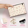 INFUNLY 4PCS Pink Flower Canvas Cosmetic Bags Set 5.9x9 Spring