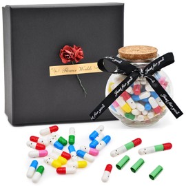 100 Pcs Cartoon Cute Capsule Love Messages Set, DIY Love Pills Notes for Boyfriend Girlfriend Him Her Birthday Gift, Includes Bottle, LED Lights, and Gift Box for Anniversary Valentine's Day