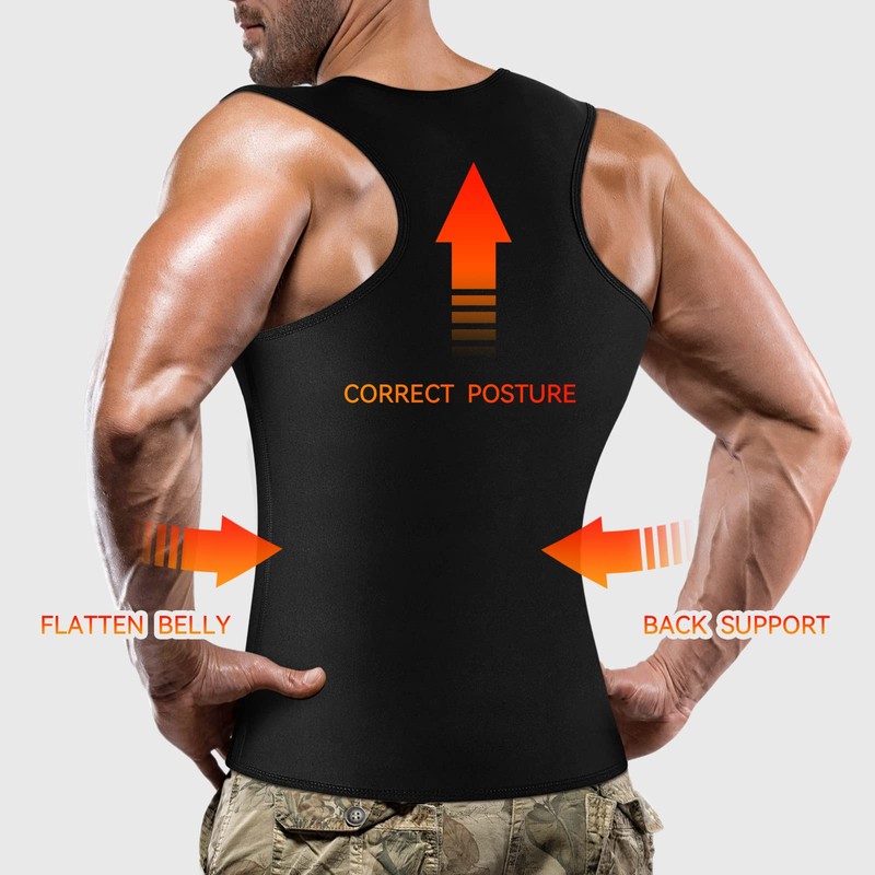 Cimkiz Mens Sweat Sauna Vest for Waist Trainer Zipper Neoprene