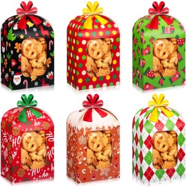 Zhanmai 24 Piezas Cajas de Galletas Navideñas con Ventana Cajas de Regalo Navideñas de Papel Kraft Contenedores de Cajas de Regalo de Navidad de Bricolaje para Dulce Pastelería (Clásico)