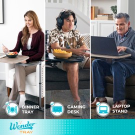 Stander Wonder Tray, Adjustable Swivel TV Tray Table, Large Laptop Desk, Couch Desk, Side Tables & Gaming Desk, Portable Tray for Eating on Couches, Chairs, Recliners, Walnut