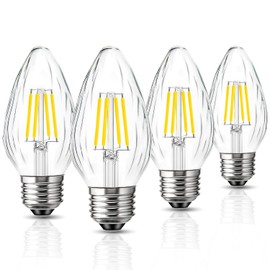 ROMANJOY Dimmable F15 4W E26 LED Bulbs 40W Equivalent, 5000K Daylight Medium Edison Screw Porch Light Bulbs, Front Porch Bulb for Outdoor Post Lamps, Chandelier Fan Lights, 4 Pack