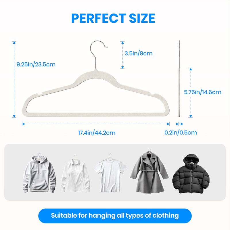 YSSOA Velvet Hangers 50 Pack, Non-Slip Clothes Hangers with Shoulder