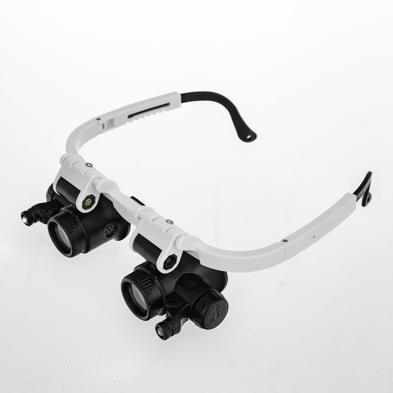 Loupe Magnifier Glasses Head Mount with LED Light Adjustable Glasses
