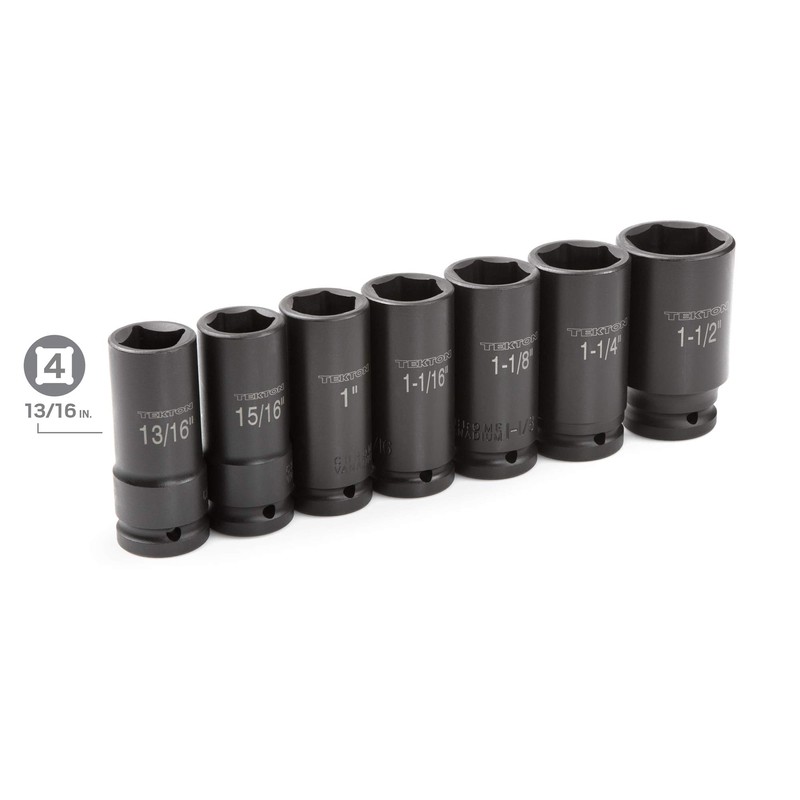 TEKTON 3/4 Inch Drive Deep 6-Point Impact Socket Set with