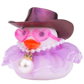 MuMyer Car Rubber Duck Ornament Cute White Duck Car Dashboard Decoration Accessories with Mini Hat Sunglasses and Skirt for Car Dashboard Decoration Accessories(W15)